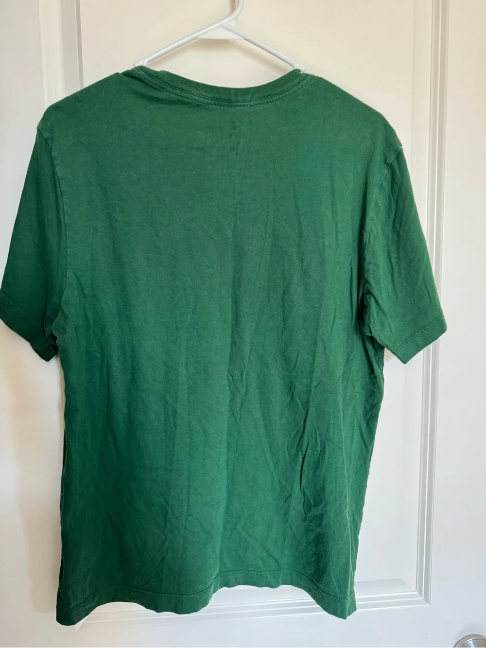 Nike Men's Forest Green Short Sleeve Tee with Pink Logo